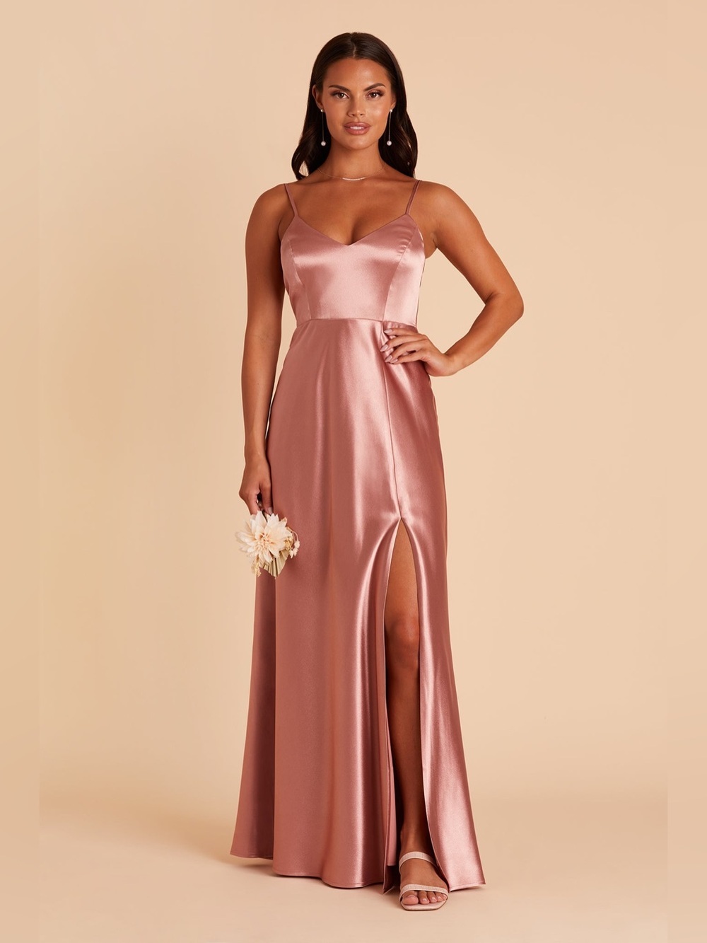 Birdy Grey Jay Dress Satin Formal Dress with Spaghetti Straps and Front Slit